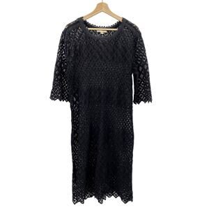 Burning Torch black crochet knit midi dress